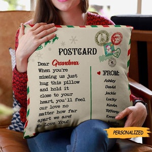 Carte postale personnalisée maman grand-mère petite-fille petit-fils fils fille oreiller (insert inclus), cadeau pour grand-mère, meilleure grand-mère de tous les temps