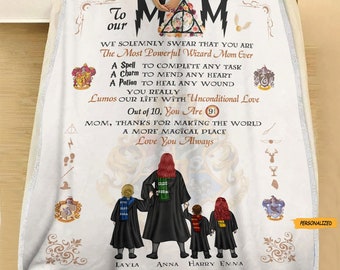 The Most Powerful Wizard Mom Ever Personalized Blanket, Gift For Mom, Custom Mom And Son/Daughter Blanket, Best Mom Ever, Mom Gifts