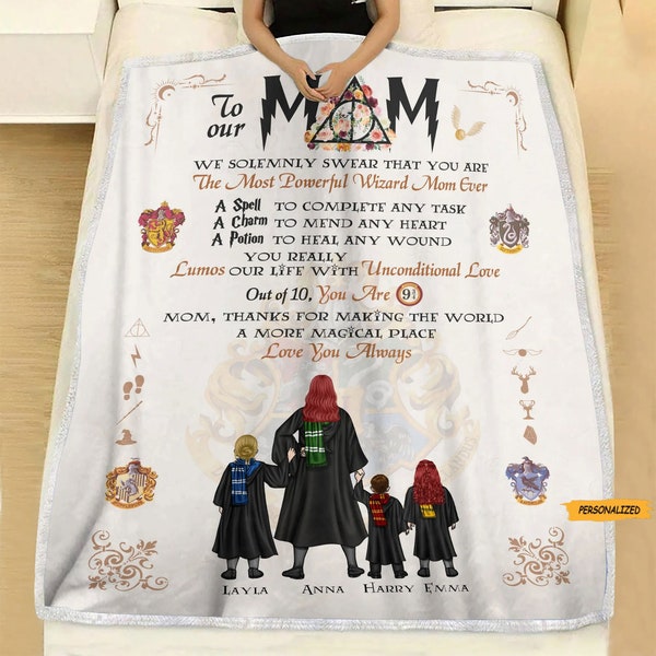 The Most Powerful Wizard Mom Ever Personalized Blanket, Gift For Mom, Custom Mom And Son/Daughter Blanket, Best Mom Ever, Mom Gifts