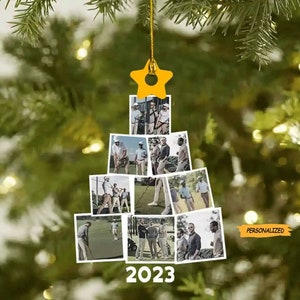 Photo Golfing Christmas Tree, Personalized Acrylic Photo Ornament, Gift for Golfer, Him, Husband, Family Members, Custom Photo Ornament