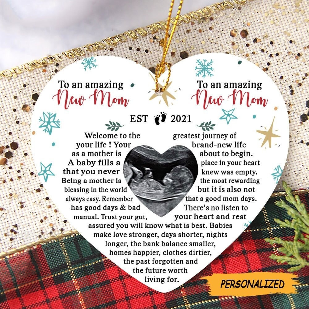 Personalized Bump First Time Mom Photo Heart Ornament Christmas Gift For New Mom New Mom Gift Bump s First Christmas First Time Mom Gift