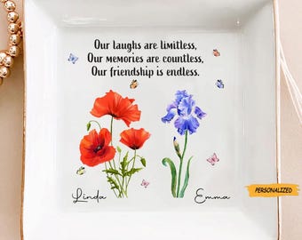 We’ll Be Friends Until We’re Old And Senile, Bestie Personalized Custom Jewelry Dish, Gift For Best Friends, BFF, Sisters, Birthday Gift