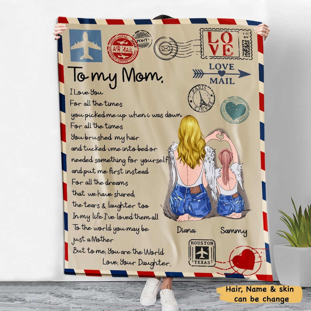 Custom to My Mom Letter Blanket, I Love You for All the Times, Gift for ...