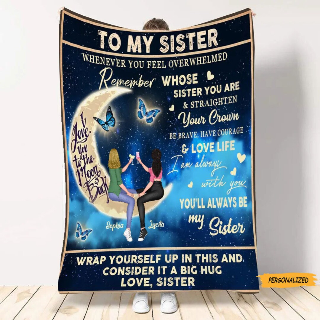 Personalized Custom to My Sister Blanket, Birthday Gift Idea for Sister ...