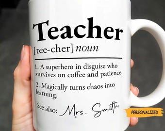 Teacher Definition, Personalized Coffee Mug, Gift For Teachers, Thank You Mug, Custom Name Mug, Teachers Gift
