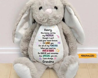 Grandma’s Promise, Personalized Stuffed Bunny, Custom Name Stuffed Bunny, Gift for Baby, New Mom Gift, Mother's Day Gift