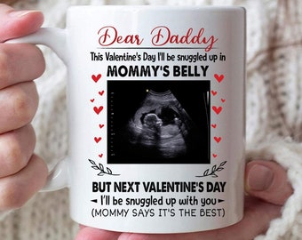 Personalized This Valentine Snuggle With You The Bump Mug Gift for Daddy to be, Pregnancy Mug, New Dad, Valentine's Day Gift for Him Mug