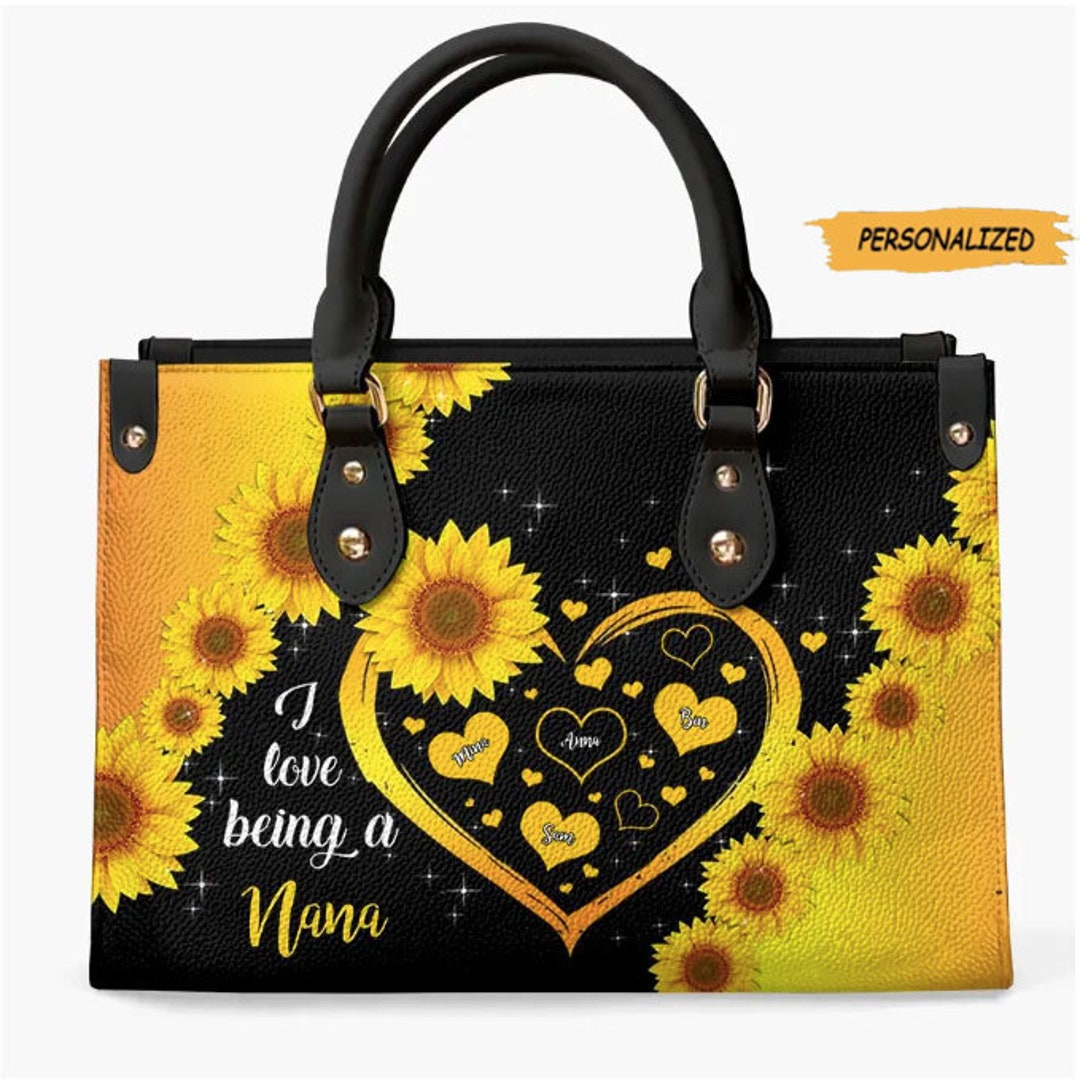 Grandma Nana Print Pattern Leather Tote Bag