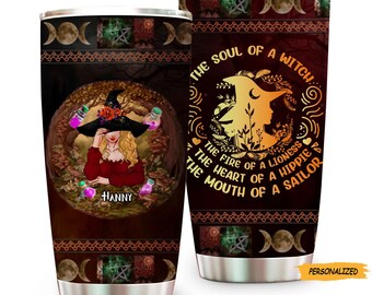 Personalized Custom Witch Tumbler, Halloween Gift Idea For Friends, The Soul Of A Witch, Gift For Her, Halloween Witches Tumbler