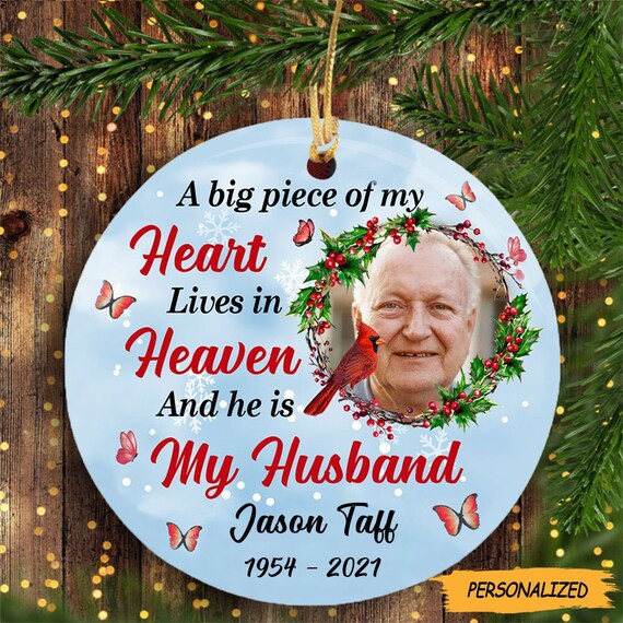 Personalized Memorial Cardinal Gift My Husband in Heaven Ornament