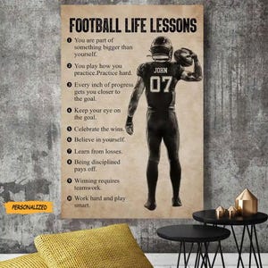 Football Life Lessons Personalized Canvas & Poster, Gift For Football Lovers, Him, Son, Football Lover Gift, Football Player Gift