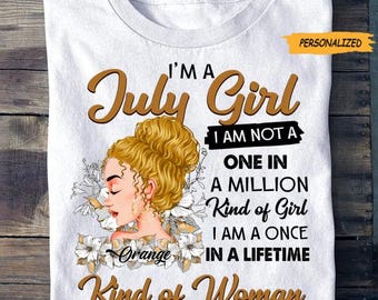 Soy una chica de julio, camiseta personalizada de cumpleaños de julio, reinas nacidas en julio, camisetas de cumpleaños de julio para mujer, regalos de cumpleaños de julio