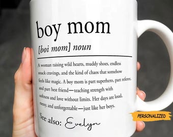 Boy Mom Dictionary Definition, Personalized Custom Coffee Mug, Gift for Mom, Mother’s Day gifts, Custom Name Mug