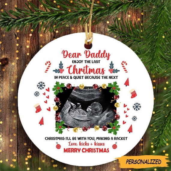Custom Daddy This Christmas I'll Be Snuggled Up, Personalized Custom Baby Name Christmas Ornament, Pregnancy Announcement Gift For Dad To Be - Norway