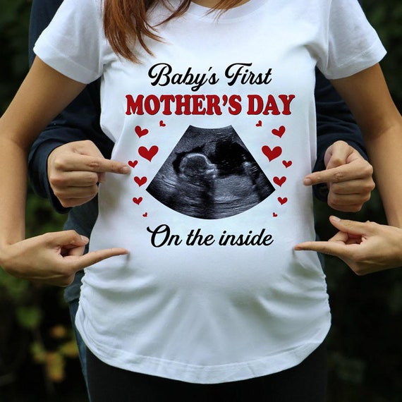 T-shirt personnalisé de photo de sonogramme personnalisé de la première  fête des mères, chemise d'annonce de grossesse, chemise de maternité, future  maman, chemise enceinte -  France