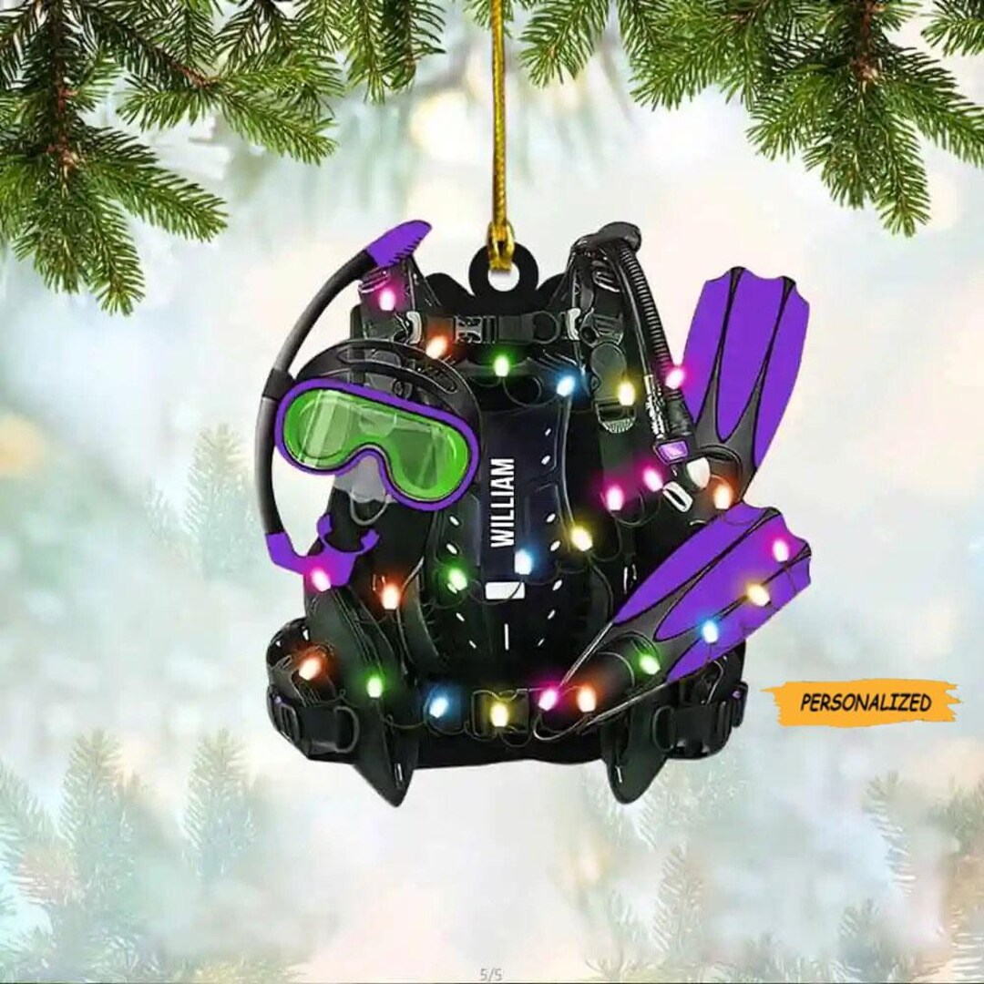 Personalized Scuba Diving Ornament, Gift for Scuba Diver, Ornament for