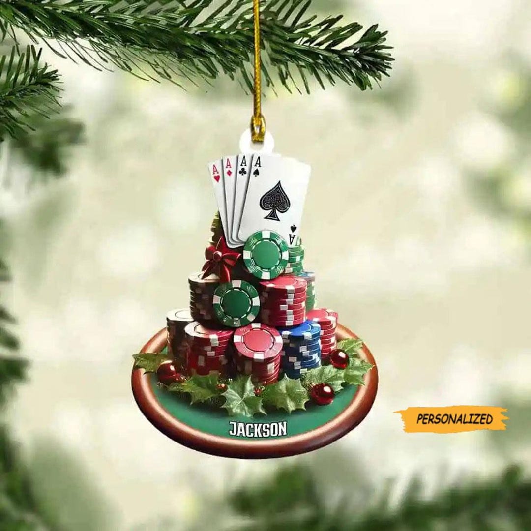 Custom Name Poker Ornament, Personalized Poker Christmas Acrylic ...