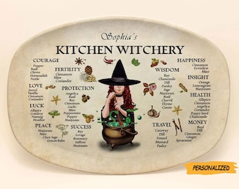 Personalized Custom Witch Serving Platter, Gift Idea For Friends/Sisters/Wiccan Decor/Pagan Decor, Kitchen Witchery, Camping Lover Gift