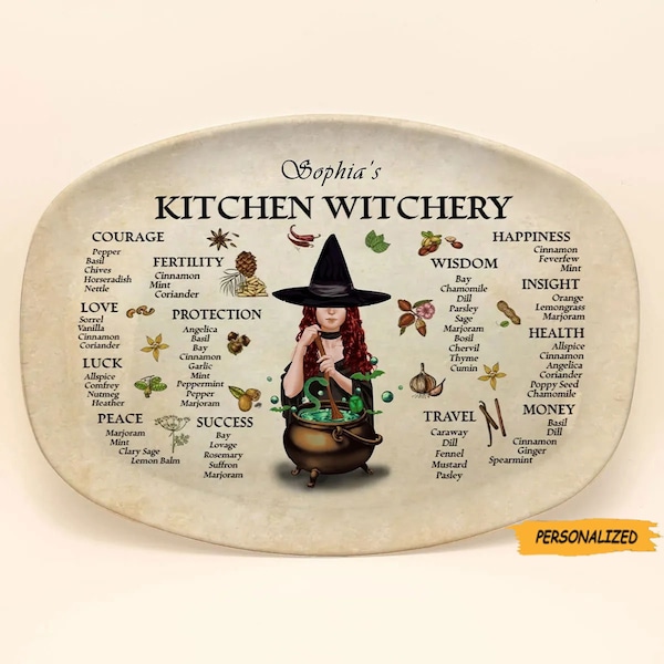 Personalized Custom Witch Serving Platter, Gift Idea For Friends/Sisters/Wiccan Decor/Pagan Decor, Kitchen Witchery, Camping Lover Gift