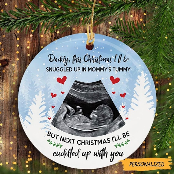 Personalized Christmas Gift For Dad To Be Ultrasound Sonogram Snuggled Ornament, New Dad Gift, First Time Dad Gift, Expecting Dad Gift