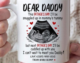 Personalized Gift For Dad To Be I Can’t Wait To Meet You Daddy The Bump Mug Gift for Daddy to be, Fathers Day Gift for New Dad, Sonogram Mug