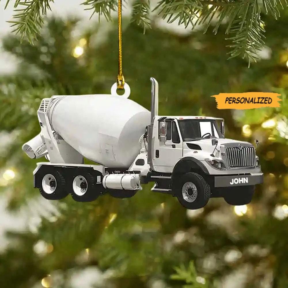 Gift For Grandkid Personalized Mixer Truck Construction Christmas Ornament