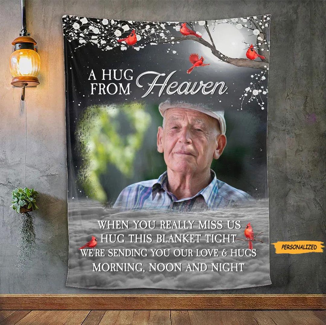 Personalized Memorial Photo Blanket, A Hug From Heaven