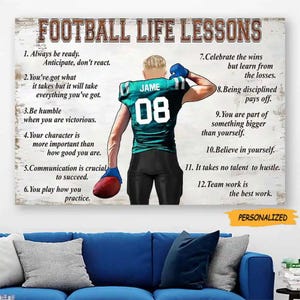 American Football Life Lessons, Personalized Football Canvas And Poster, Gift for Football Lover, Gift for American Football Players