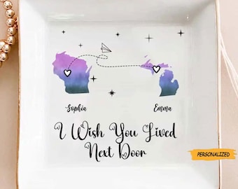 Extraño tu cara, varios estados personalizados, plato de joyería personalizado, regalo para amigos, mejores amigos, pareja, mejores amigas, hermana