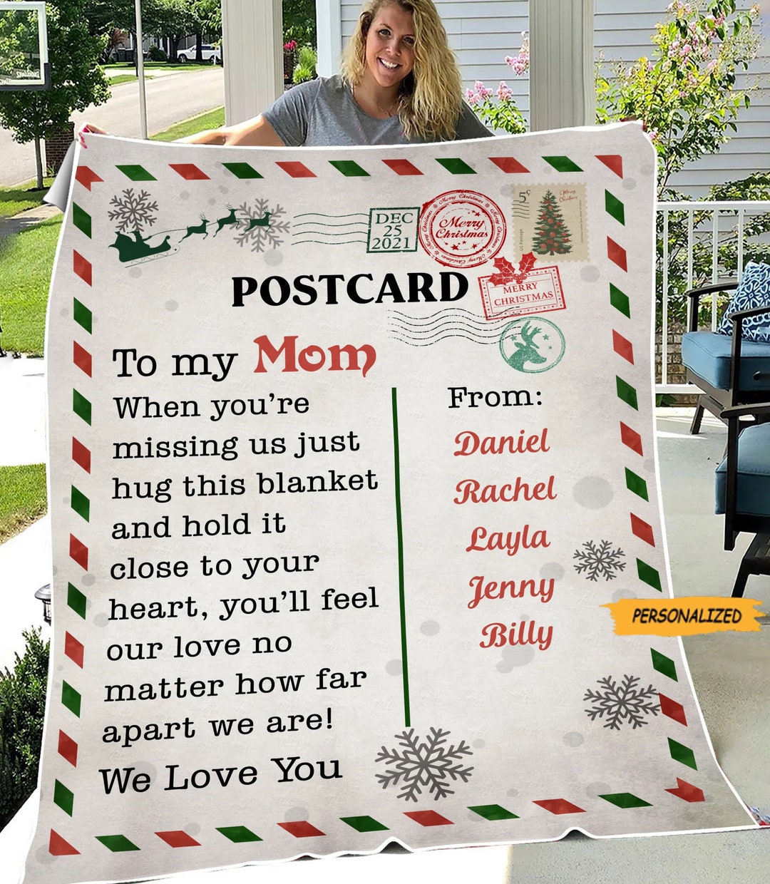 Postcard to My Mom Personalized Blanket, Best Gift for Mother, Best Mom ...