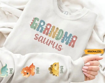 Mama Saurus, Personalized Dinosaur Family Sweatshirt, Gift For Mom, Grandma, Best Mom Ever, Mother's Day Gift, Custom Dinosaur Sweatshirt