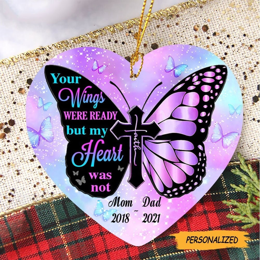 Personalized Memorial Mom Dad Heart Ornament, Gift for Mom, Memorial ...