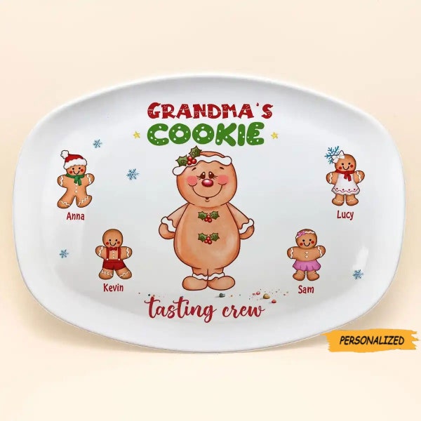 Grandma’s Cookie Tasting Crew, Personalized Custom Platter, Christmas Gift For Grandma, Mom, Family Members, Custom Name Platter