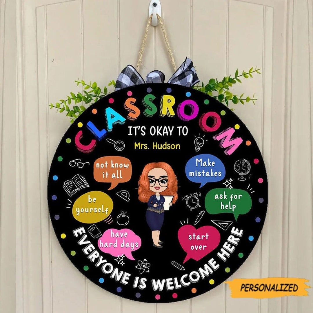 When You Enter This Classroom Personalized Circle Wooden Sign, Best ...