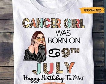 Personalized Custom Birthday T Shirt, Cancer Zodiac T Shirt, Cancer Birthday Shirt, Cancer T Shirts For Ladies, Cancer Queen T Shirt
