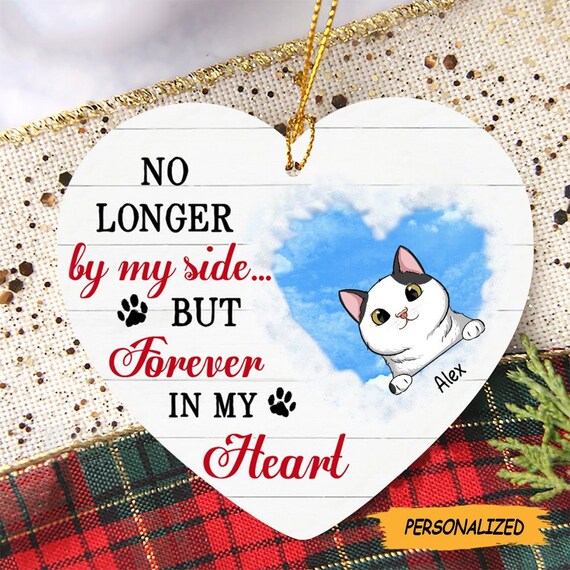 Personalized Cat w/ Heart Christmas Ornament 