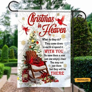 Noël au paradis, drapeau de jardin personnalisé, cadeau commémoratif, cadeau du souvenir, drapeau du jardin commémoratif, cadeau pour maman, papa, cadeau de Noël