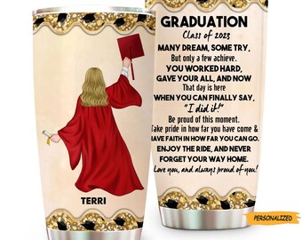 Personalized Graduation Tumbler Cup, Class Of 2026, Graduate Celebration Gift, Custom Graduate Tumbler, College Grad Gift, Gift For Her