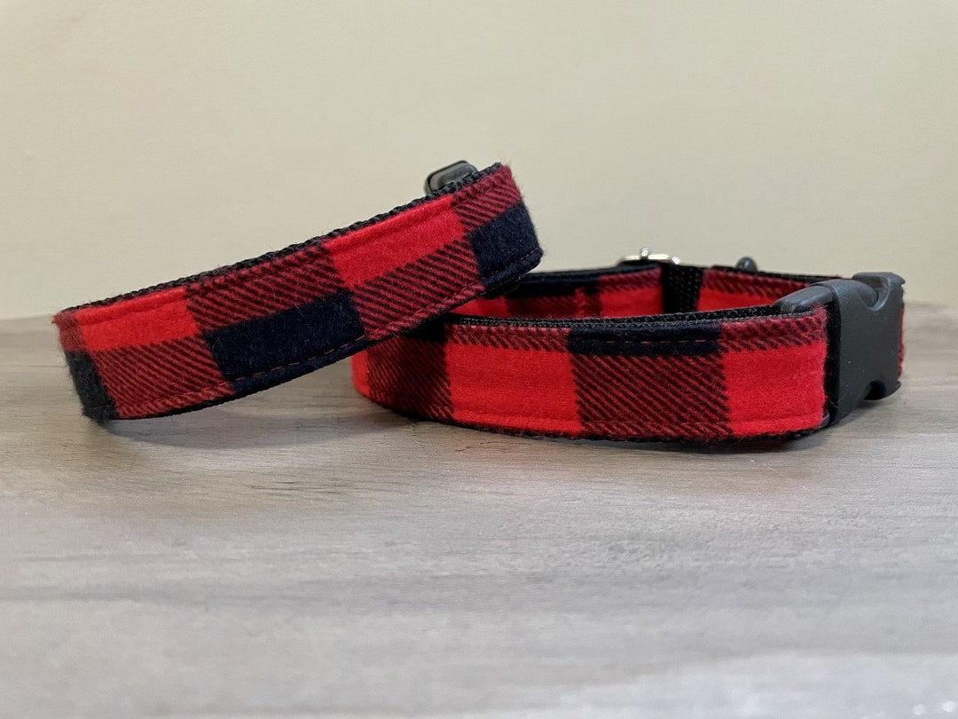 Red Buffalo Plaid Dog Collar Etsy Canada