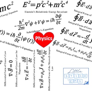 Physics Equation Decal Stickers | Laptop Decals | Nerdy Physics | Einstein | Schrodinger | Gauss&#39;s Law | Maxwell Equations