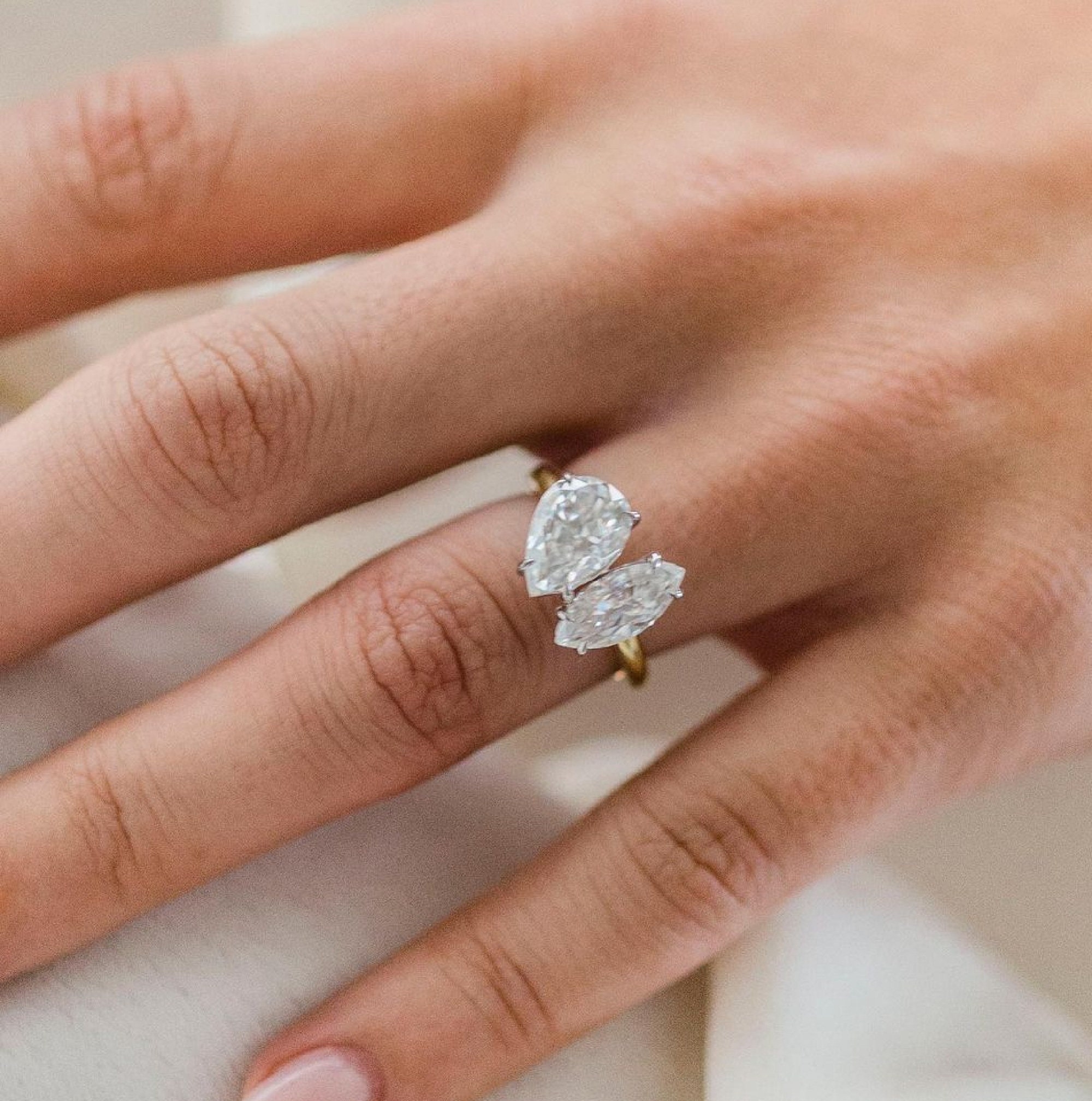 Toi Et Moi Engagement Ring White Two Stone Ring 3.5ct Couple Etsy UK