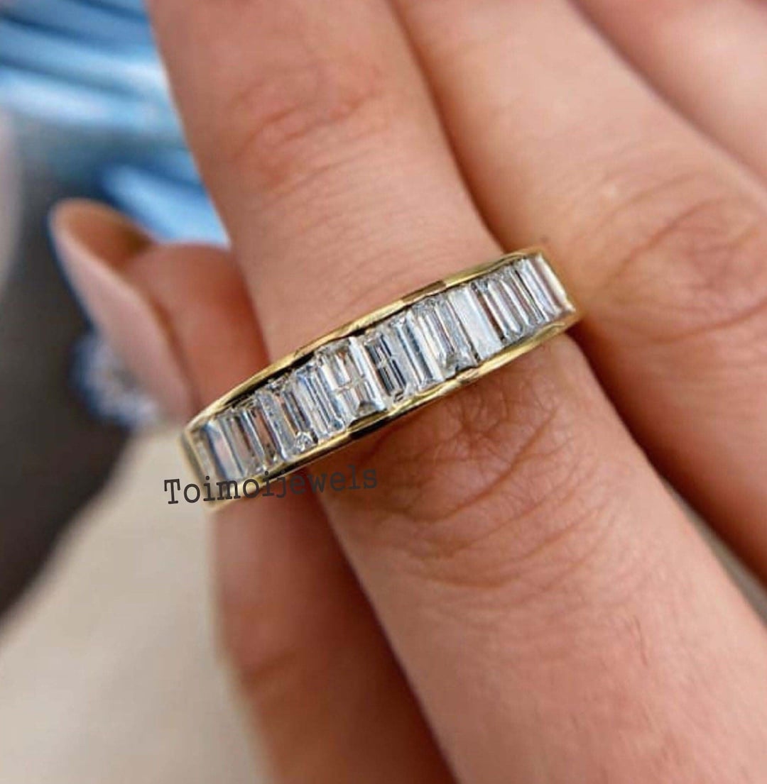 Baguette Wedding Band 14K Yellow Gold Channel Set Baguette Diamond — free download