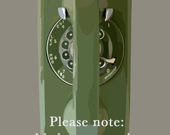 ART PRINT of a Green Vintage Telephone -does not include phone or frame