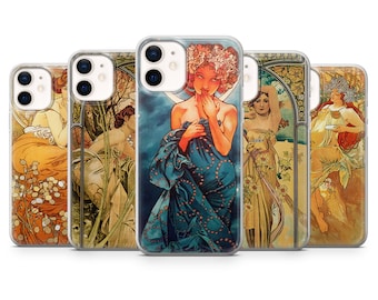 Mucha Phone Case Fine Art Cover fit for iPhone 15, 14, 13, 12, 11, SE, XR, XS, X, 8, Pixel 8, 7A, 7, 6 Pro, Samsung S23, S22, S21, A54, A14