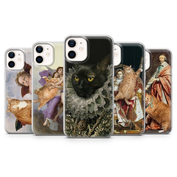 Cat in Art Phone Case Parody Funny Cover for iPhone 15, 14, 13, 12, 11, SE, XR, XS, 8, Pixel 8 Pro, 7A, 7, 6, Samsung  S24, S23, S22, S21