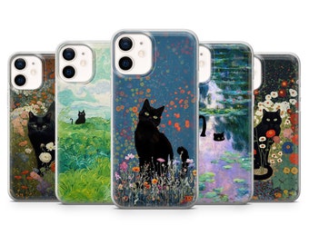 Black Cat Art Phone Case Pet Cover voor iPhone 15, 14, 13, 12, 11, SE, XR, XS, 8, Pixel 8 Pro, 8, 7A, 7, 6, Samsung S24, S23, S22, S21, A54