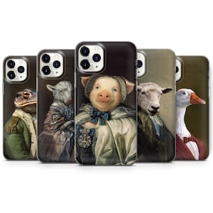 動物の絵画柄 スマホケース アートカバー iPhone 17、16、15、14、13、12、11、SE、8、Pixel 10、9、8、7、6、Samsung S25、S24、S23、S22、S21 対応