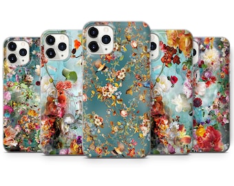 Floral Art Phone Case Flower Cover for iPhone  14, 13, 12, 11, SE, XR, XS, X, 8, Pixel 7A, 7, 6, 6 Pro, Samsung S23, S22, S21, S20, A54