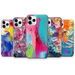Art Bunt Handyhülle Paint Cover für iPhone 16, 15, 14, 13, 12, 11, SE, X, Pixel 9, 8, 8A, 7, 6, Samsung S25, 24, S23, S22, S21, A15