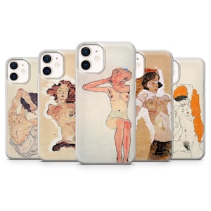 Edmund Schiele Drawings Phone Case Art Cover for iPhone 16, 15, 14, 13, 12, 11, X, Pixel 9, 8 Pro, 7A, 7, 6, Samsung S25, S24, S23, S22, S21